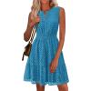 imagePRETTYGARDEN Womens Summer Dresses 2025 Sleeveless V Neck Eyelet Hollow Out Swing A Line Beach Vacation Sun DressLake Blue