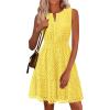 imagePRETTYGARDEN Womens Summer Dresses 2025 Sleeveless V Neck Eyelet Hollow Out Swing A Line Beach Vacation Sun DressYellow