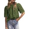 imagePRETTYGARDEN Womens Summer Tops 2025 Trendy Short Sleeve Eyelet Embroidered Dressy Casual Blouse ShirtsArmy Green