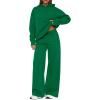 imagePRETTYGARDEN Womens Sweatsuits 2 Piece Set 2025 Casual Winter Long Sleeve Hoodie Loose Wide Leg Sweatpants Fall TracksuitGreen