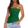 imagePRETTYGARDEN Womens Tube Top 2025 Summer Trendy Strapless Tops Going Out Outfits Ruched Asymmetrical Bandeau ShirtsGreen