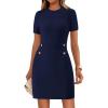 imagePRETTYGARDEN Work Dresses for Women 2025 Summer Business Casual Short Sleeve Formal Sweater Sheath DressDark Blue