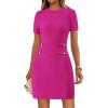 imagePRETTYGARDEN Work Dresses for Women 2025 Summer Business Casual Short Sleeve Formal Sweater Sheath DressRose Red