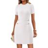 imagePRETTYGARDEN Work Dresses for Women 2025 Summer Business Casual Short Sleeve Formal Sweater Sheath DressWhite