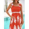 imagePRETTYGARDEN Womens Summer Boho Maxi Dress 2025 Casual Sleeveless Square Neck Floral Aline Smocked Beach Dresses with PocketsFloral Brick Red White