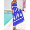 imagePRETTYGARDEN Womens Summer Boho Maxi Dress 2025 Casual Sleeveless Square Neck Floral Aline Smocked Beach Dresses with PocketsFloral Royal Blue White
