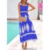 imagePRETTYGARDEN Womens Summer Boho Maxi Dress 2025 Casual Sleeveless Square Neck Floral Aline Smocked Beach Dresses with PocketsFloral Royal Blue White