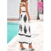 imagePRETTYGARDEN Womens Summer Boho Maxi Dress 2025 Casual Sleeveless Square Neck Floral Aline Smocked Beach Dresses with PocketsFloral White Black