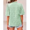 imagePRETTYGARDEN Womens Summer Tops 2025 Dressy Casual Short Sleeve V Neck Buttons Hollow Out Lace Embroidered Blouses ShirtsLight Green