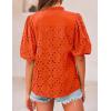 imagePRETTYGARDEN Womens Summer Tops 2025 Dressy Casual Short Sleeve V Neck Buttons Hollow Out Lace Embroidered Blouses ShirtsOrange