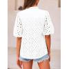 imagePRETTYGARDEN Womens Summer Tops 2025 Dressy Casual Short Sleeve V Neck Buttons Hollow Out Lace Embroidered Blouses ShirtsWhite