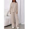 imagePRETTYGARDEN 2 Piece Sets For Women Fall Trendy Long Sleeve Sweatshirt Wide Leg Pants Loungewear Set Matching SweatsuitApricot
