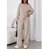 imagePRETTYGARDEN 2 Piece Sets For Women Fall Trendy Long Sleeve Sweatshirt Wide Leg Pants Loungewear Set Matching SweatsuitApricot