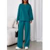 imagePRETTYGARDEN 2 Piece Sets For Women Fall Trendy Long Sleeve Sweatshirt Wide Leg Pants Loungewear Set Matching SweatsuitBlue Green