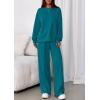 imagePRETTYGARDEN 2 Piece Sets For Women Fall Trendy Long Sleeve Sweatshirt Wide Leg Pants Loungewear Set Matching SweatsuitBlue Green