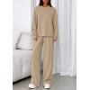 imagePRETTYGARDEN 2 Piece Sets For Women Fall Trendy Long Sleeve Sweatshirt Wide Leg Pants Loungewear Set Matching SweatsuitLight Khaki