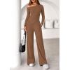 imagePRETTYGARDEN Fall Two Piece Sets For Women 2025 Off Shoulder Tops Long Pants Knit Matching Lounge Set Airport Travel OutfitsBrown