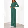 imagePRETTYGARDEN Fall Two Piece Sets For Women 2025 Off Shoulder Tops Long Pants Knit Matching Lounge Set Airport Travel OutfitsDark Green