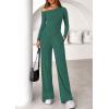 imagePRETTYGARDEN Fall Two Piece Sets For Women 2025 Off Shoulder Tops Long Pants Knit Matching Lounge Set Airport Travel OutfitsDark Green