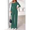 imagePRETTYGARDEN Fall Two Piece Sets For Women 2025 Off Shoulder Tops Long Pants Knit Matching Lounge Set Airport Travel OutfitsDark Green