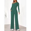 imagePRETTYGARDEN Fall Two Piece Sets For Women 2025 Off Shoulder Tops Long Pants Knit Matching Lounge Set Airport Travel OutfitsDark Green
