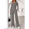 imagePRETTYGARDEN Fall Two Piece Sets For Women 2025 Off Shoulder Tops Long Pants Knit Matching Lounge Set Airport Travel OutfitsGrey