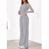 imagePRETTYGARDEN Fall Two Piece Sets For Women 2025 Off Shoulder Tops Long Pants Knit Matching Lounge Set Airport Travel OutfitsLight Grey