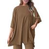 imagePRETTYGARDEN Two Piece Sets For Women Summer Fashion Lounge Matching Set 2025 Travel Vacation Airport Outfits ClothingDark Khaki