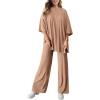 imagePRETTYGARDEN Two Piece Sets For Women Summer Fashion Lounge Matching Set 2025 Travel Vacation Airport Outfits ClothingKhaki