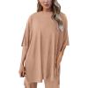 imagePRETTYGARDEN Two Piece Sets For Women Summer Fashion Lounge Matching Set 2025 Travel Vacation Airport Outfits ClothingKhaki