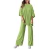 imagePRETTYGARDEN Two Piece Sets For Women Summer Fashion Lounge Matching Set 2025 Travel Vacation Airport Outfits ClothingLight Green