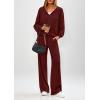 imagePRETTYGARDEN Womens 2 Piece Fall Lounge Sets 2025 Zip Up Hoodie Wide Leg Pants Tracksuit Matching Travel Outfits Clothes BurgundyXSmall