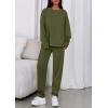 imagePRETTYGARDEN Womens 2 Piece Matching Lounge Sets 2025 Fall Long Sleeve Boatneck Sweatsuit Drawstring Sweatpants Pockets Army GreenMedium
