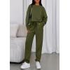 imagePRETTYGARDEN Womens 2 Piece Matching Lounge Sets 2025 Fall Long Sleeve Boatneck Sweatsuit Drawstring Sweatpants Pockets Army GreenMedium
