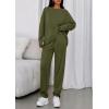 imagePRETTYGARDEN Womens 2 Piece Matching Lounge Sets 2025 Fall Long Sleeve Boatneck Sweatsuit Drawstring Sweatpants Pockets Army GreenMedium