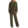 imagePRETTYGARDEN Womens 2 Piece Outfits 2025 Fall Long Sleeve Sweatshirt Wide Leg Pants Lounge Sets Winter Sweatsuits TracksuitArmy Green