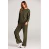 imagePRETTYGARDEN Womens 2 Piece Outfits 2025 Fall Long Sleeve Sweatshirt Wide Leg Pants Lounge Sets Winter Sweatsuits TracksuitArmy Green