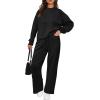 imagePRETTYGARDEN Womens 2 Piece Outfits 2025 Fall Long Sleeve Sweatshirt Wide Leg Pants Lounge Sets Winter Sweatsuits TracksuitBlack
