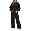 imagePRETTYGARDEN Womens 2 Piece Outfits 2025 Fall Long Sleeve Sweatshirt Wide Leg Pants Lounge Sets Winter Sweatsuits TracksuitBlack