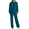 imagePRETTYGARDEN Womens 2 Piece Outfits 2025 Fall Long Sleeve Sweatshirt Wide Leg Pants Lounge Sets Winter Sweatsuits TracksuitBlue Green