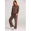 imagePRETTYGARDEN Womens 2 Piece Outfits 2025 Fall Long Sleeve Sweatshirt Wide Leg Pants Lounge Sets Winter Sweatsuits TracksuitBrown