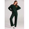 imagePRETTYGARDEN Womens 2 Piece Outfits 2025 Fall Long Sleeve Sweatshirt Wide Leg Pants Lounge Sets Winter Sweatsuits TracksuitDark Green