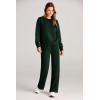 imagePRETTYGARDEN Womens 2 Piece Outfits 2025 Fall Long Sleeve Sweatshirt Wide Leg Pants Lounge Sets Winter Sweatsuits TracksuitDark Green