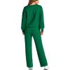 imagePRETTYGARDEN Womens 2 Piece Outfits 2025 Fall Long Sleeve Sweatshirt Wide Leg Pants Lounge Sets Winter Sweatsuits TracksuitGreen
