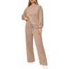 imagePRETTYGARDEN Womens 2 Piece Outfits 2025 Fall Long Sleeve Sweatshirt Wide Leg Pants Lounge Sets Winter Sweatsuits TracksuitKhaki