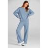 imagePRETTYGARDEN Womens 2 Piece Outfits 2025 Fall Long Sleeve Sweatshirt Wide Leg Pants Lounge Sets Winter Sweatsuits TracksuitLight Blue