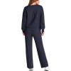imagePRETTYGARDEN Womens 2 Piece Outfits 2025 Fall Long Sleeve Sweatshirt Wide Leg Pants Lounge Sets Winter Sweatsuits TracksuitNavy
