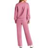 imagePRETTYGARDEN Womens 2 Piece Outfits 2025 Fall Long Sleeve Sweatshirt Wide Leg Pants Lounge Sets Winter Sweatsuits TracksuitPink