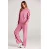 imagePRETTYGARDEN Womens 2 Piece Outfits 2025 Fall Long Sleeve Sweatshirt Wide Leg Pants Lounge Sets Winter Sweatsuits TracksuitPink