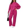 imagePRETTYGARDEN Womens 2 Piece Outfits 2025 Fall Long Sleeve Sweatshirt Wide Leg Pants Lounge Sets Winter Sweatsuits TracksuitRose Red